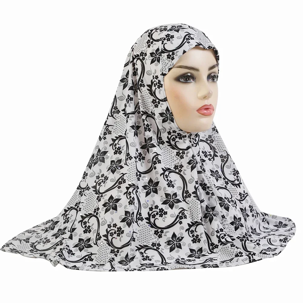 Moslim Vrouwen Hijaabs Print Tulband Pull Op Klaar Instant Sjaal Volledige Cover Sjaal Een Stuk Amira Chemo Cap Femme Islamitische hoofd Wrap