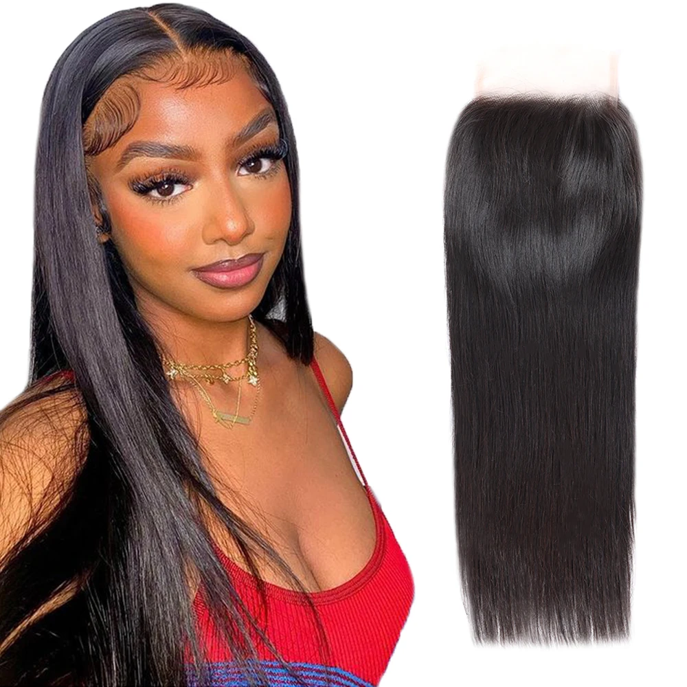 

Straight 5x5 Lace Closure Human Hair Transparent Lace Brazilian Lace Closures 100% Unprocessed Virgin Human Hair for Women