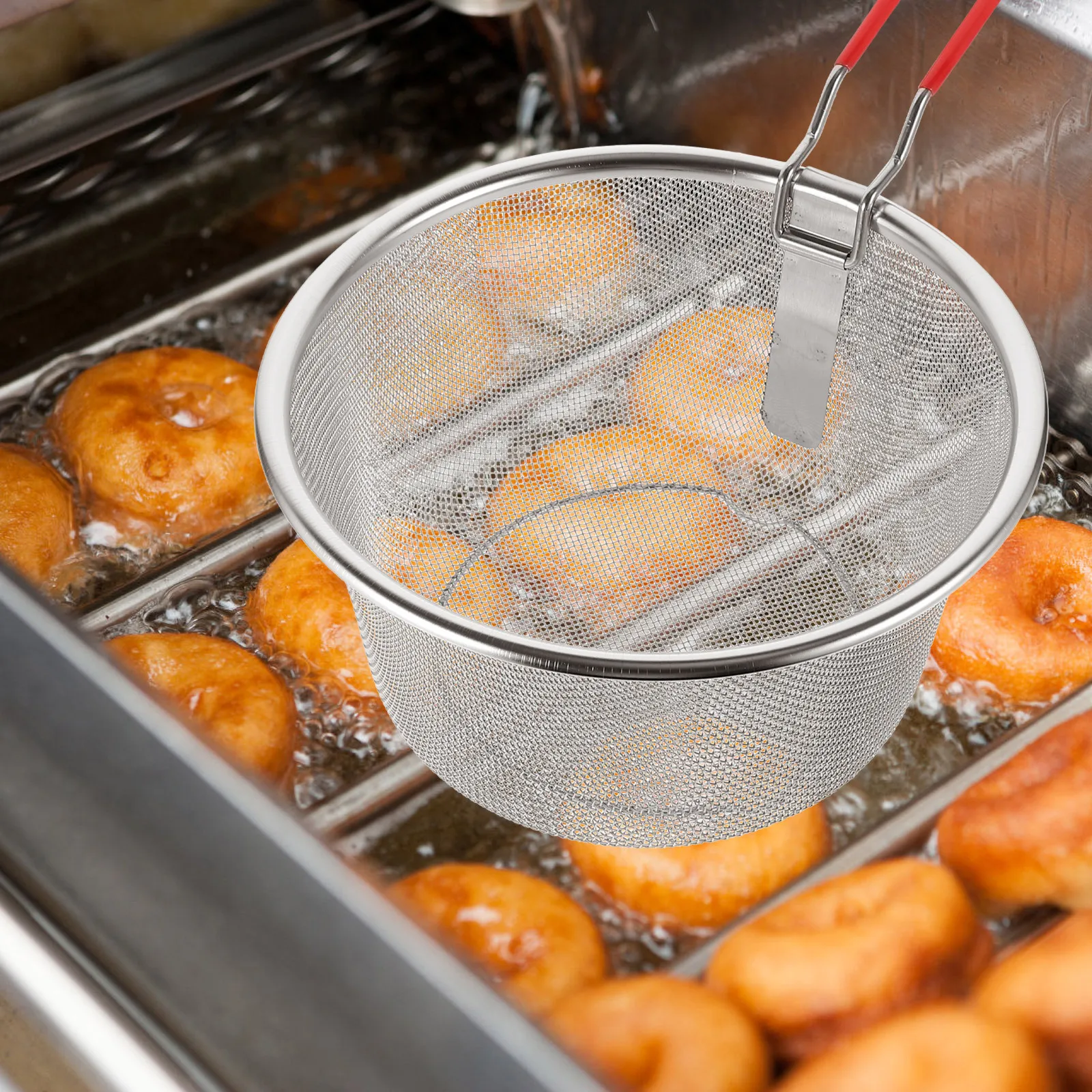 

Fine Mesh Stainless Steel Frying Basket Round Deep Fryer Basket for Air Fryer French Fries Chips Snack Cooking Utensil