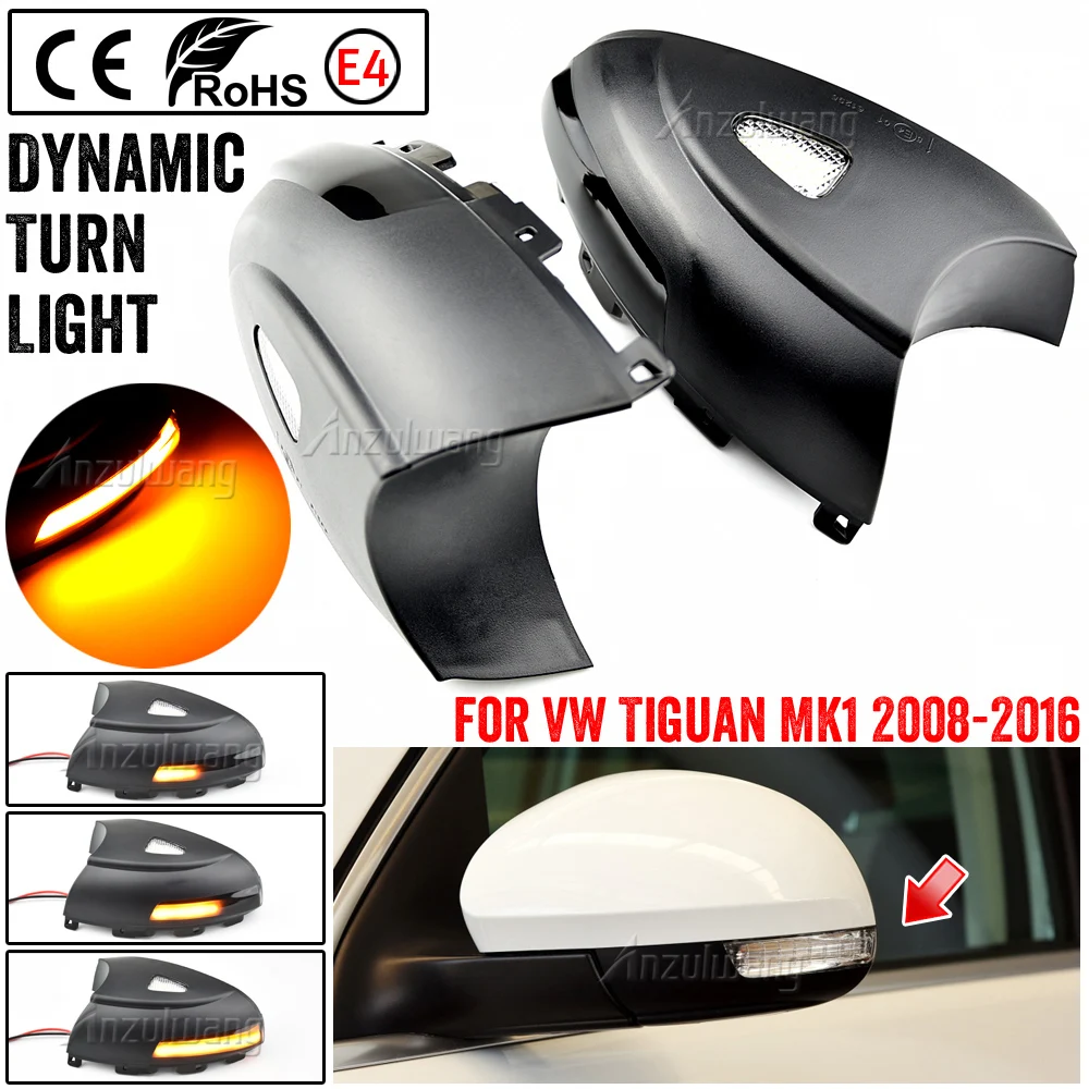 LED Mirror Turn Signal Lights Flowing Water Dynamic Blinker For VW Tiguan MK1 2008 2009 2010 2011 2012 2013 2014 2015 2016