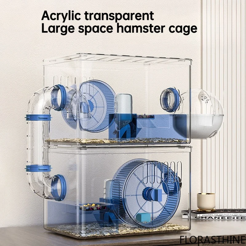 Hamster Cage Luxury Villa Syrian Hamster Large Space House Pets Small Acrylic Transparent Nest Pet Products Accessories