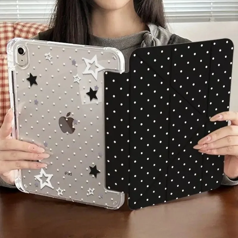 Ins Black White Polka Dot Stars HÜLLE FÜR iPad Pro 10/11-Zoll 2020/6./7./8. Generation/Air 3./Air 4./9. Generation/Air 5. Generation 2022/Air