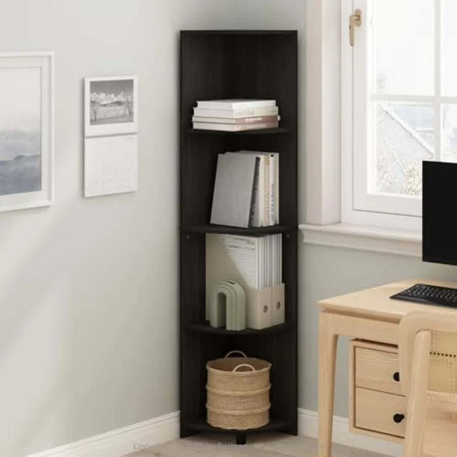 

Basic Book Shelf 4-Tier Bookshelf Bookcase with Corner Shelf 12 x 12 x 57.1 for Living Room Bedroom Home Office