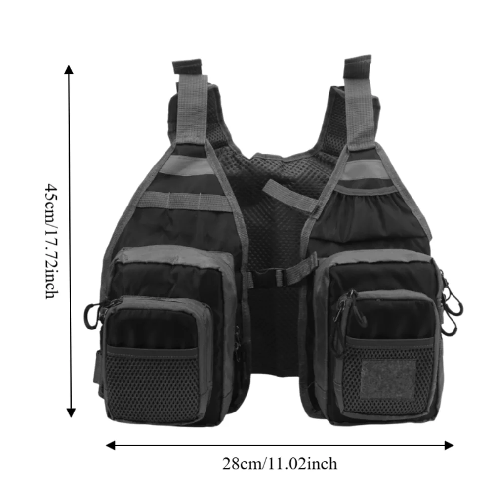 Lightweight Fly Fishing Vest Multiple Pockets Breathable Fishing Vest Black Adjustable Shoulder Strap Fishing Waistcoat view 6