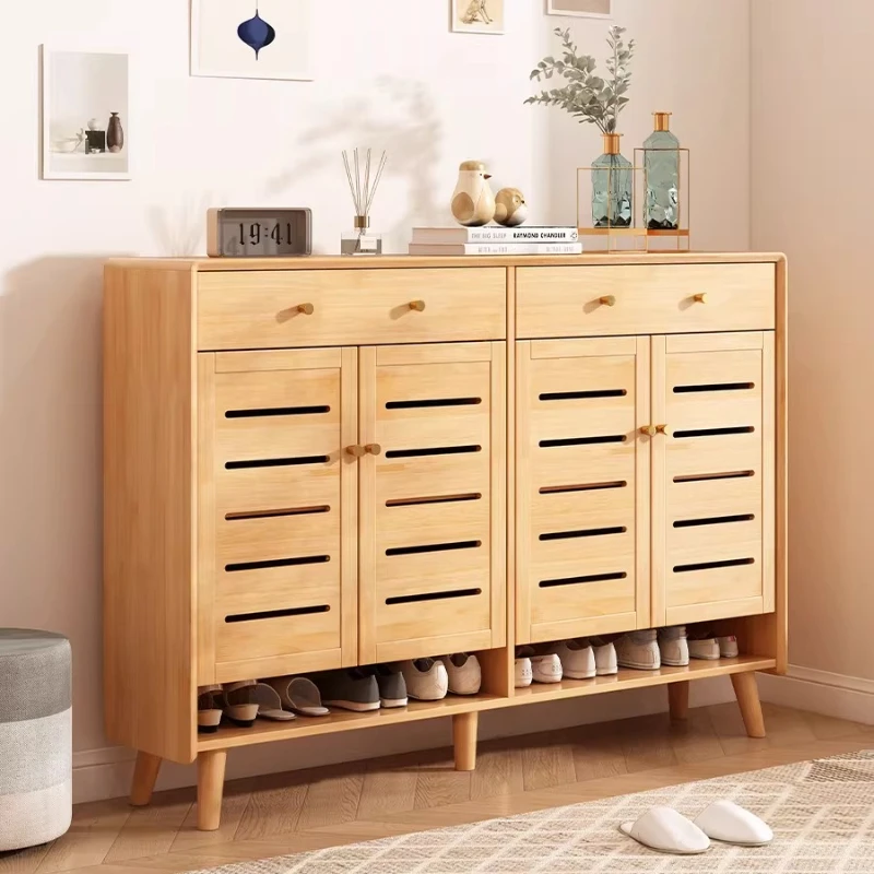 Dust-proof Retro Shoe Cabinet Large Capacity Fashionable Space Saving Shoe Cabinet Wood Meuble Chaussure Living Room Furniture