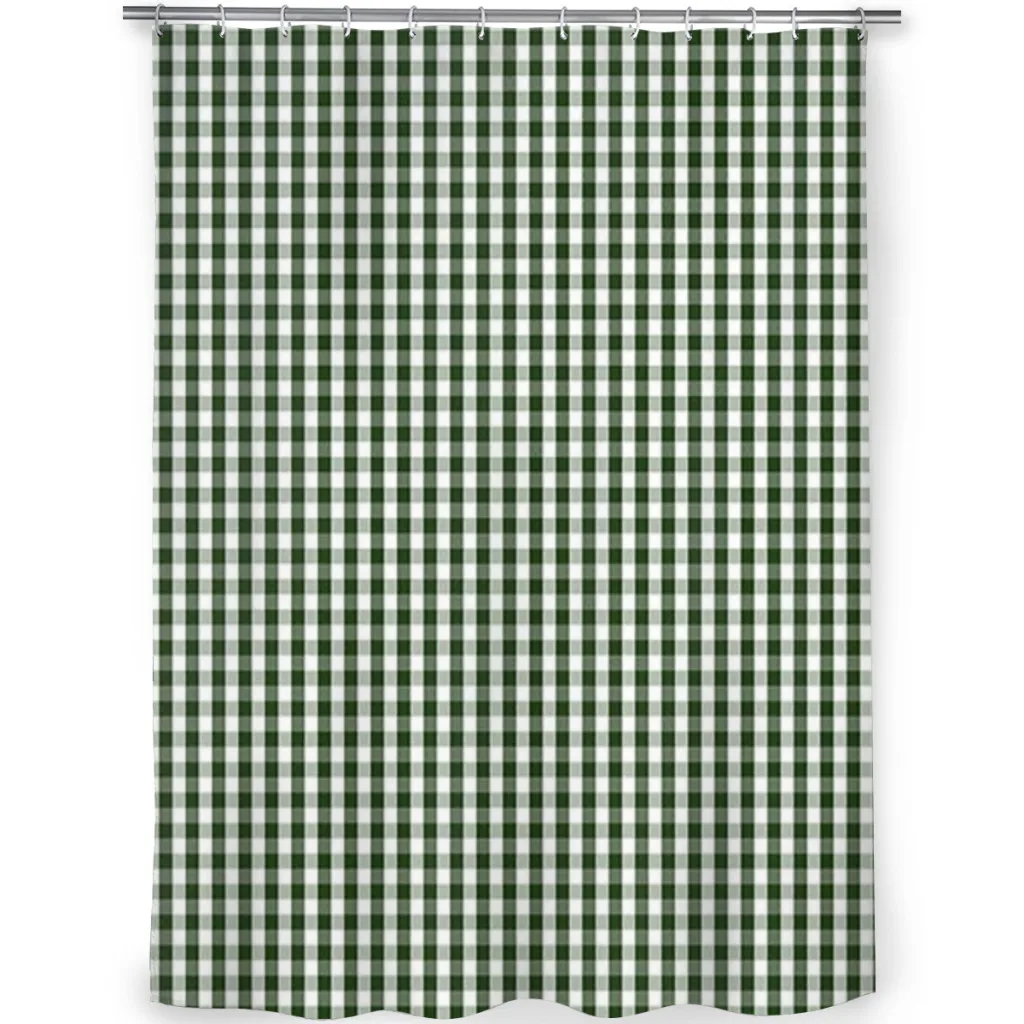 Small Dark Forest Green and White Gingham Check Shower Curtain  Bathroom Decoration Shower Curtain Birthday Gift