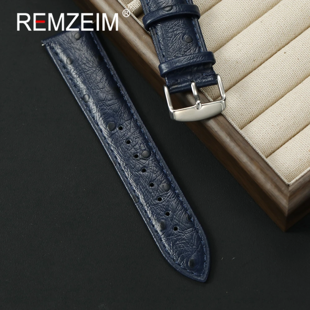 Ремешок из натуральной кожи со страусиным узором, 18 мм, 20 мм, 22 мм, быстросъемный ремешок из воловьей кожи для мужчин и женщин, сменные ремешки, аксессуары для часов