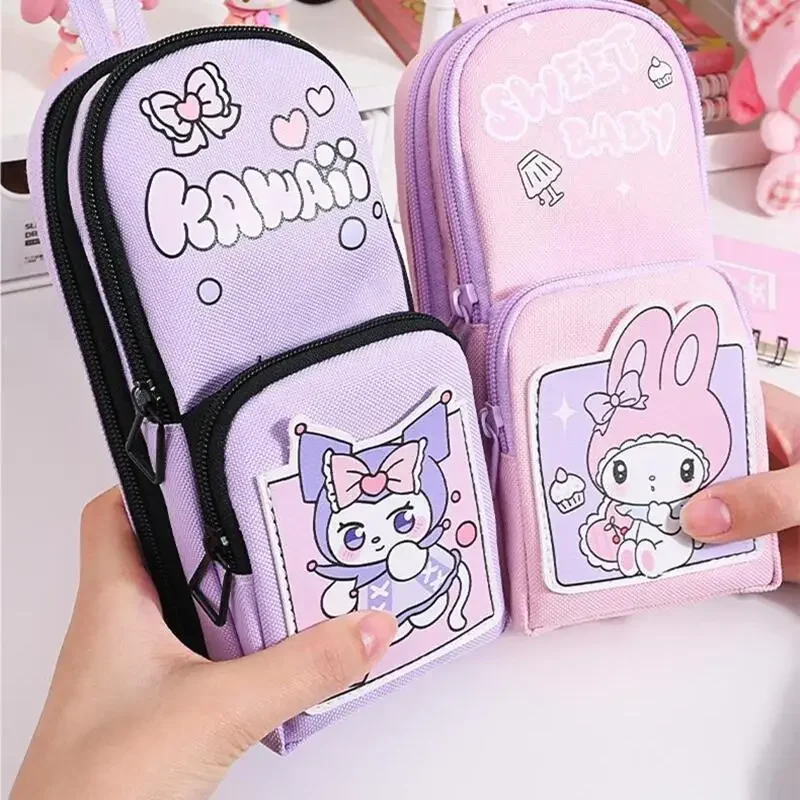 Sanrio Kuromi Pencil Case Cute Anime Cartoon My Melody Girls Large Capacity Waterproof Resistant To Dirt Pencil Bag Holiday Gift