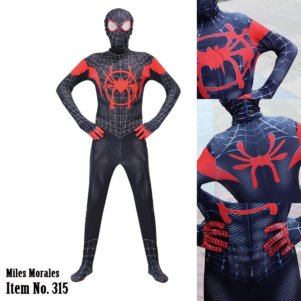 Boys Spiderman Costumes Black Spider Man Superhero Cosplay Suits 3-13 Years Children Birthday Christmas Gift