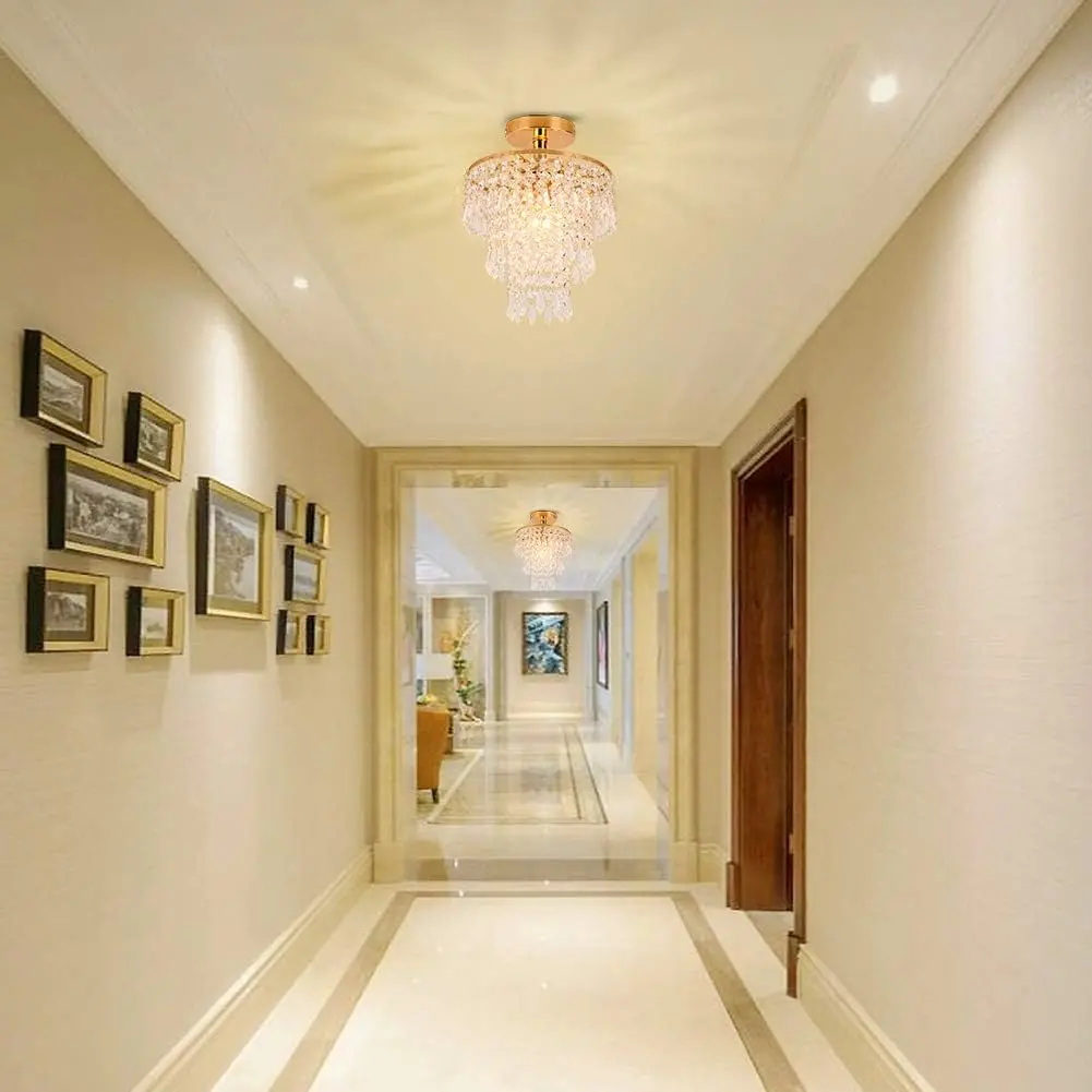 ضوء قلادة كريستال صغير/ضوء السقف 3 طبقات كريستال قطرة المطر قلادة ضوء الديكور، غرفة النوم، المدخل، غرفة المعيشة #3