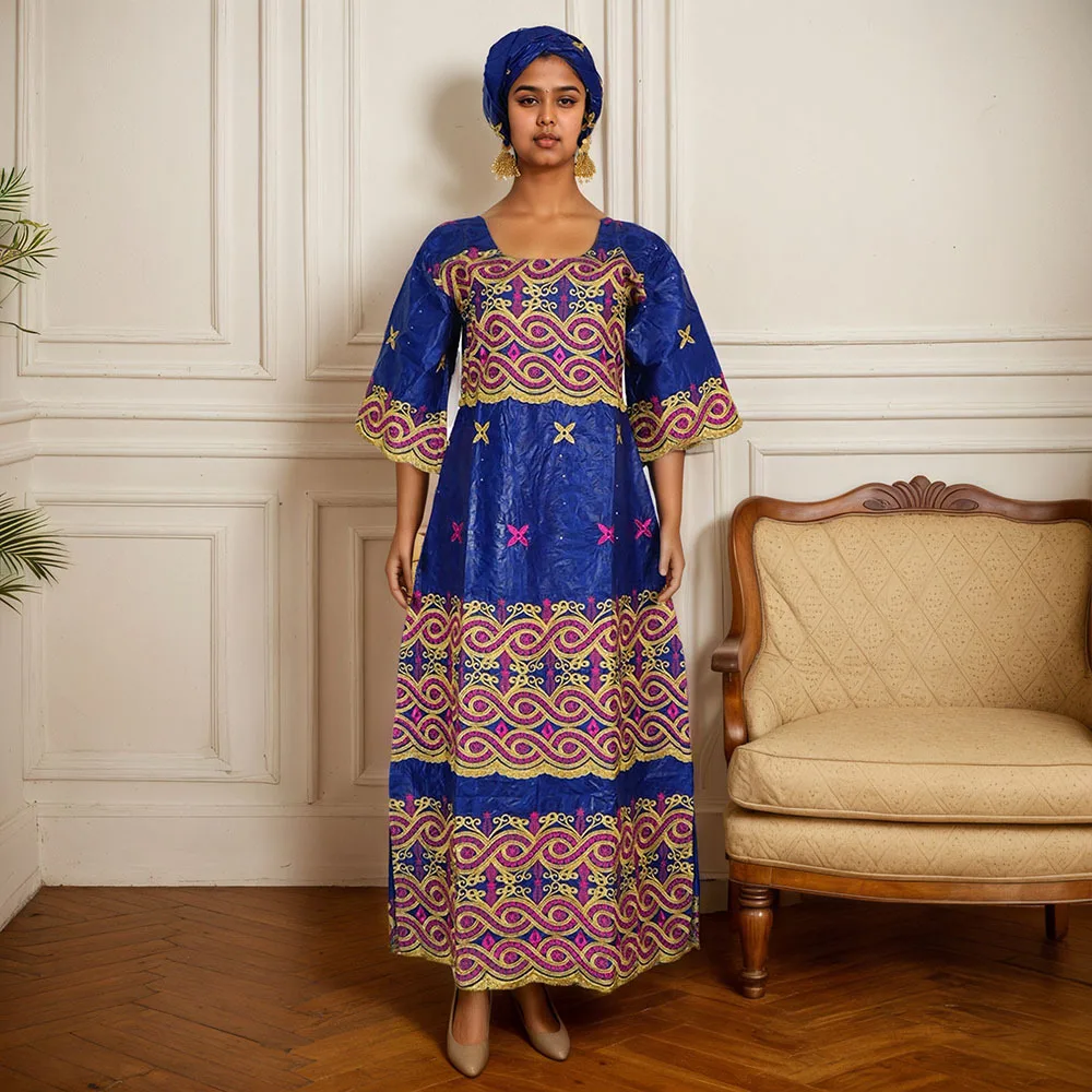 

Африканская одежда для женщин, 2026, большие размеры, Дашики, Анкара, вышивка, дизайн Базен Риши, свадебные платья с платком