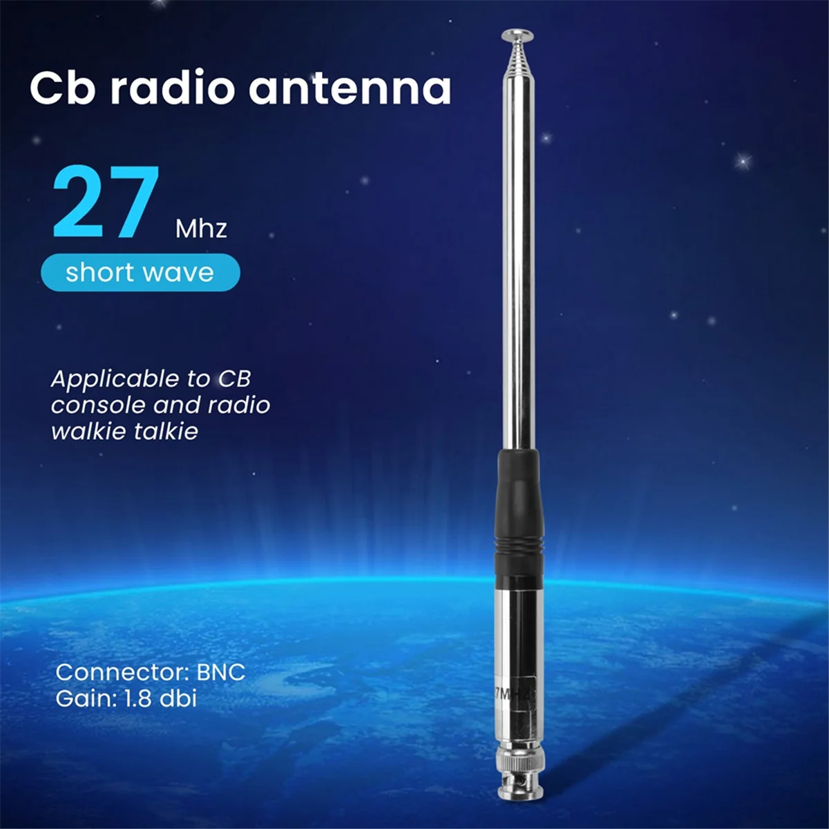 2 Pcs 27Mhz Antenna 9-Inch to 51-Inch Telescopic/Rod HT Antennas for CB Handheld/Portable Radio with BNC Connector