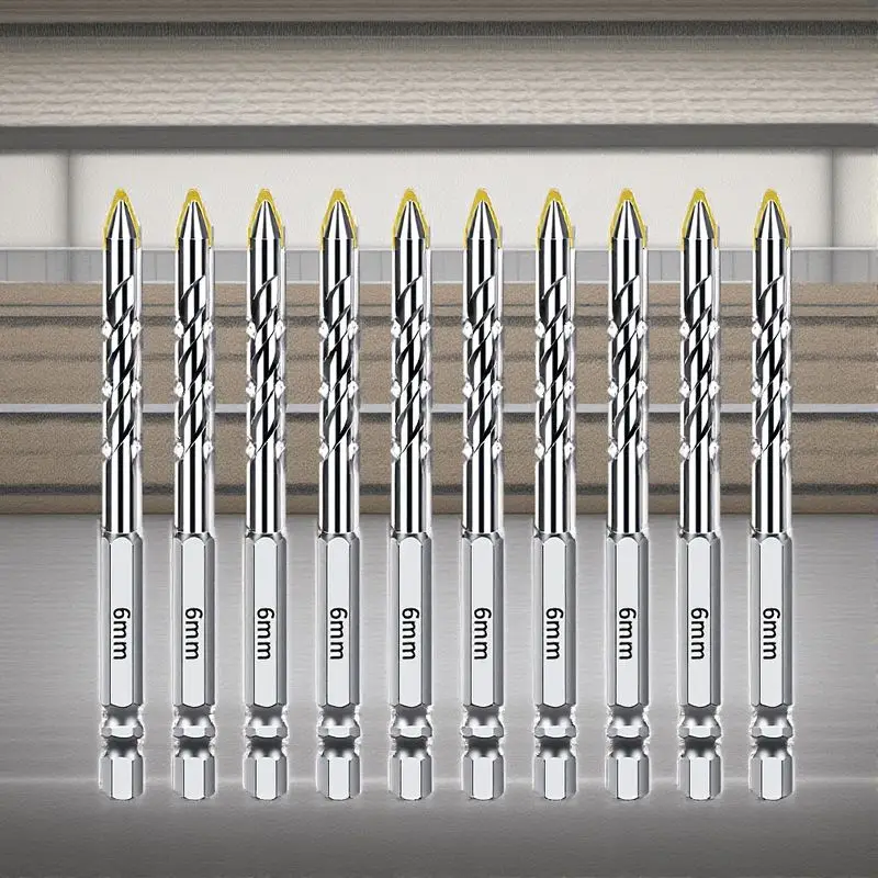 10PCS Hex Shank Drill Bits 6mm Ideal for Multi-Material Cutting Tasks