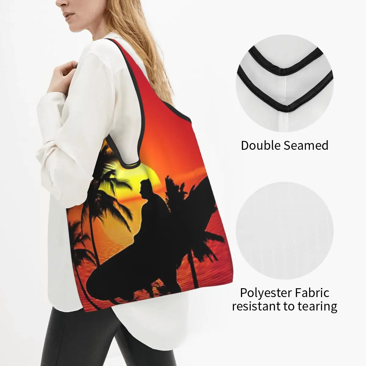 Mr Zogs Surfing Sex Wax Portable Tote Shopping Bags Foldable Shopper Bag Groceries Handbag Shoulder Bag