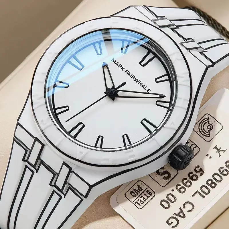 MARK FAIRWHALE 5110 Fashion Sports Manga Style Quartz Watches for Men Silicone Strap Waterproof Mens Watch Reloj Hombre Men Gift