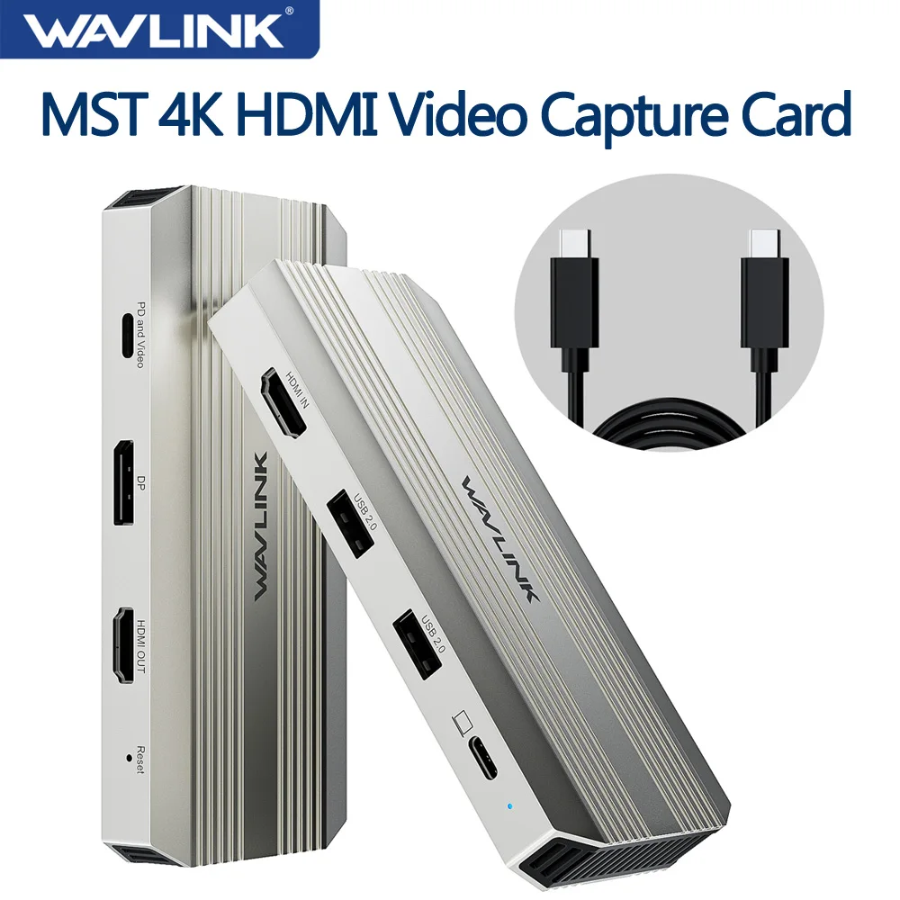 

WAVLINK Video Capture Card&USB C Docking Station 4K@30Hz Capture&Loop-Out Single 4K@144Hz Display 90W PD For PS5/Xbox/Switch OBS