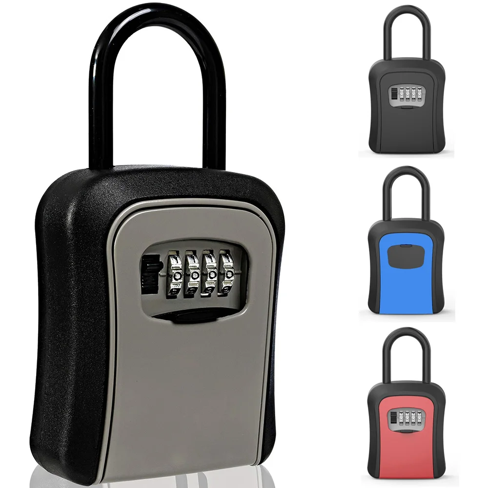 Muurgemonteerde Sleutelhanger Opbergdoos Draagbare Sleutelvergrendeling Doos 4-cijferige Combinatie Beveiligingsslot Box Resettable Code Safe Lock
