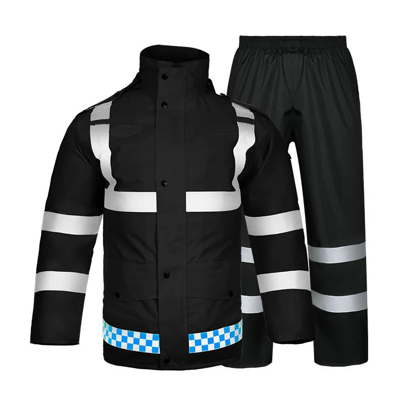 2 PCS Safety Reflective Motorcycle Raincoat Suit Lightweight Breathable Waterproof Rain Jacket + Pants Suit