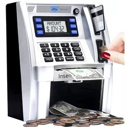 Electronic Piggy Bank ATM Password Money Box Cash Coins Saving Box ATM Bank Safe Box Automatic Deposit Banknote Christmas Gift