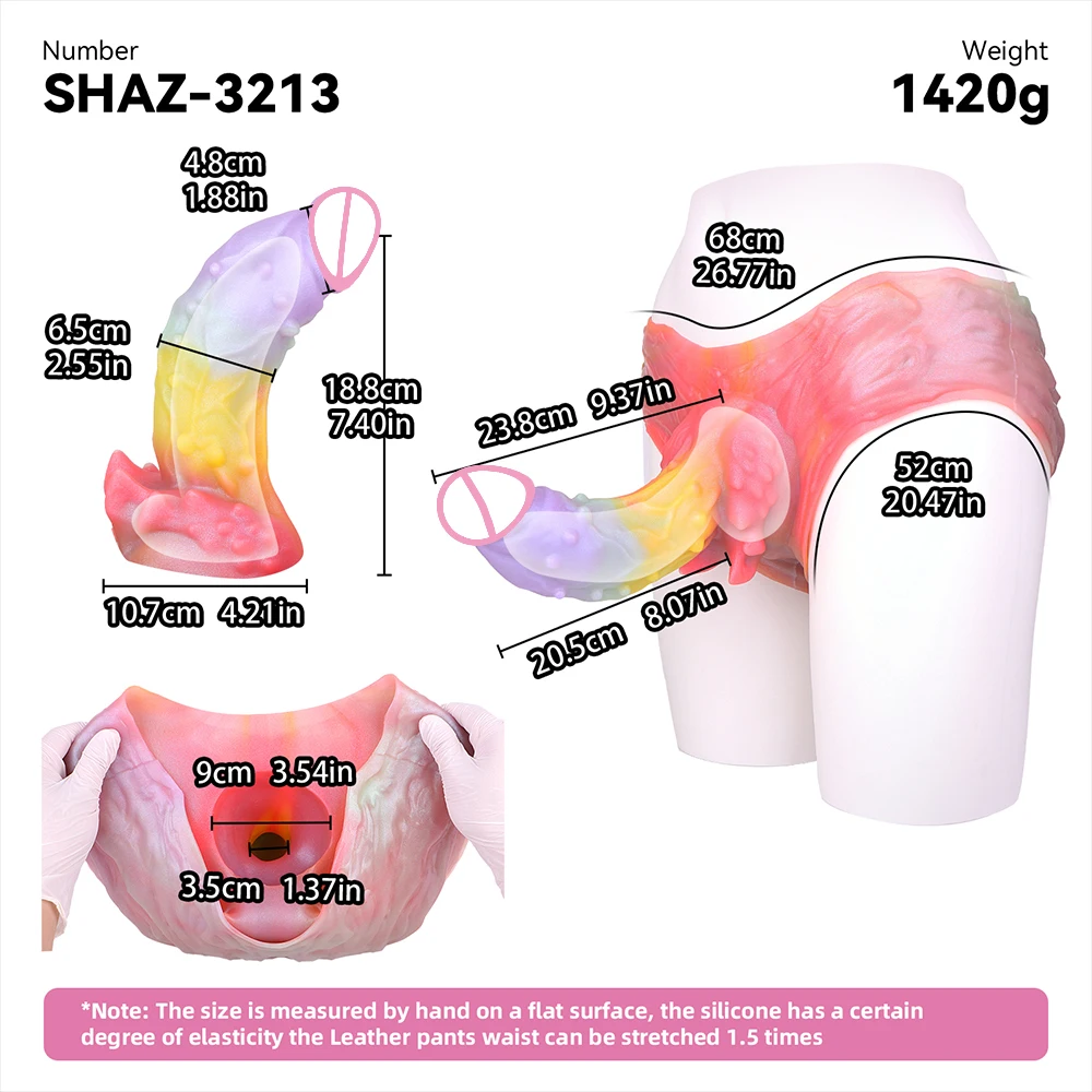 SHAZ الرجال سيليكون ديك موسع السراويل يمكن ارتداؤها القضيب كم قضيب جلدي دسار سراويل مقاس محسن منتجات الجنس الكبار الجنس لعب