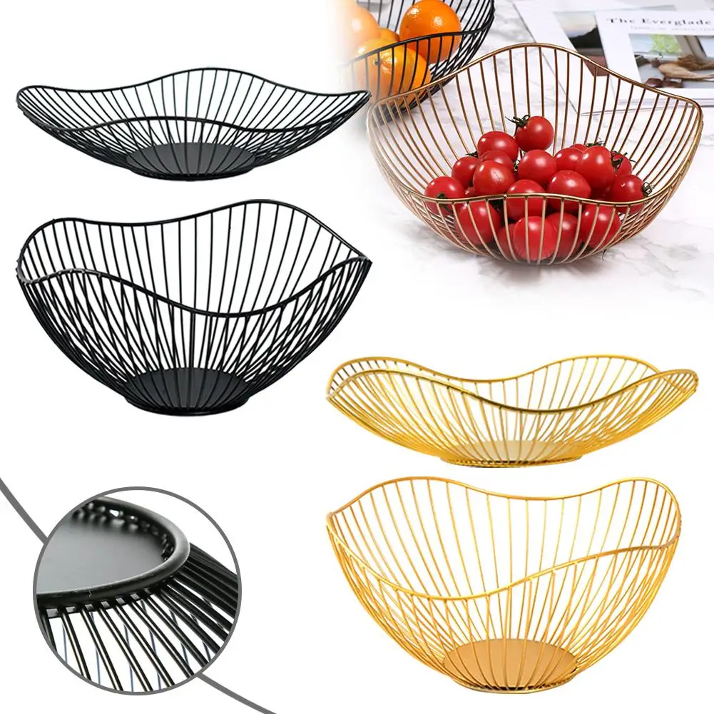 Metal Fruit Basket Simple Fruit Basin Multi-Size Iron Vegetable Snack Kitchen Vegetable Wash Bowls Basket Storage Bread Fru U3H3