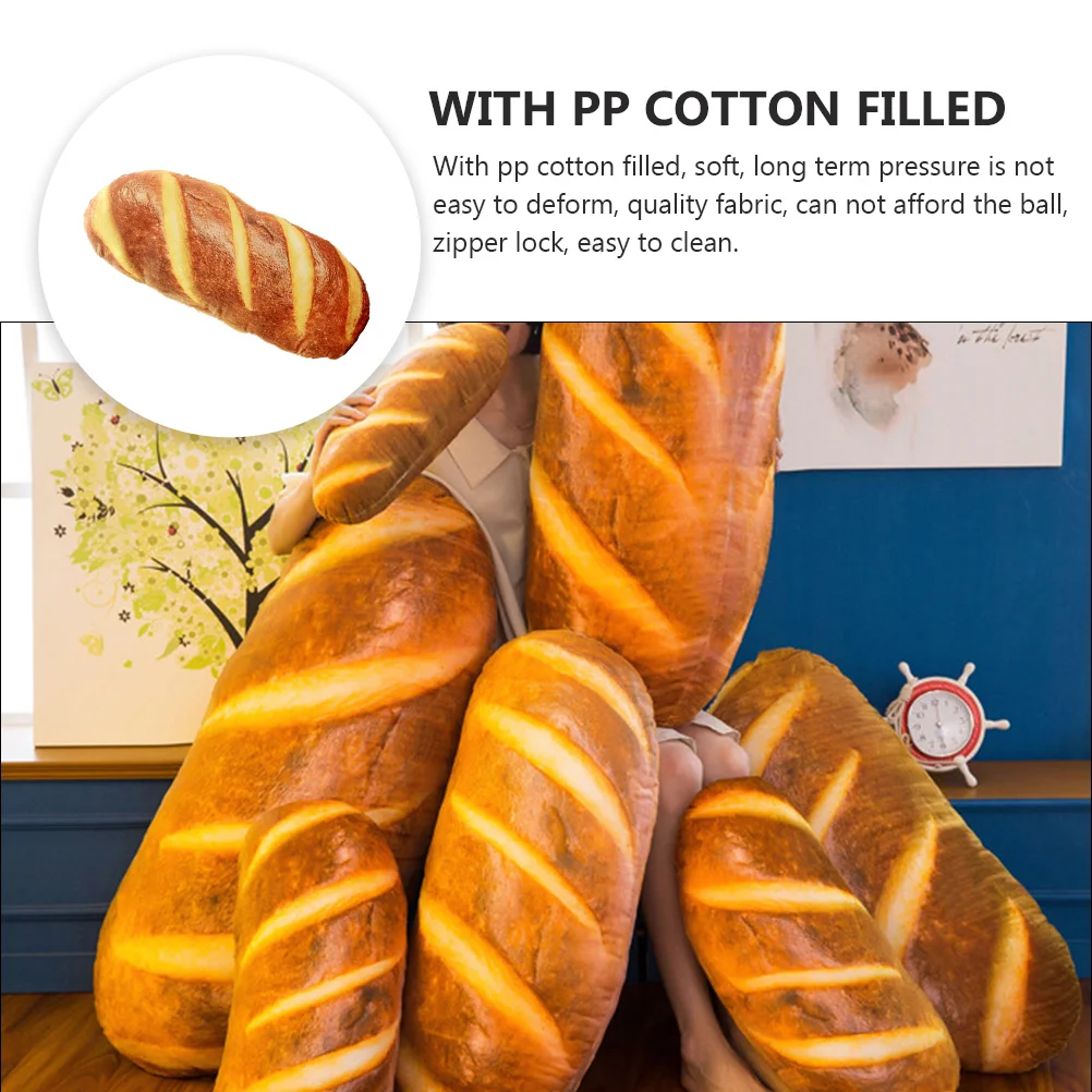 

Simulation Bread Pillow Realistic Soft PP Cotton Filled Long Term Pressure Resistant Deformation Quality Fabric Zipper Lock Easy