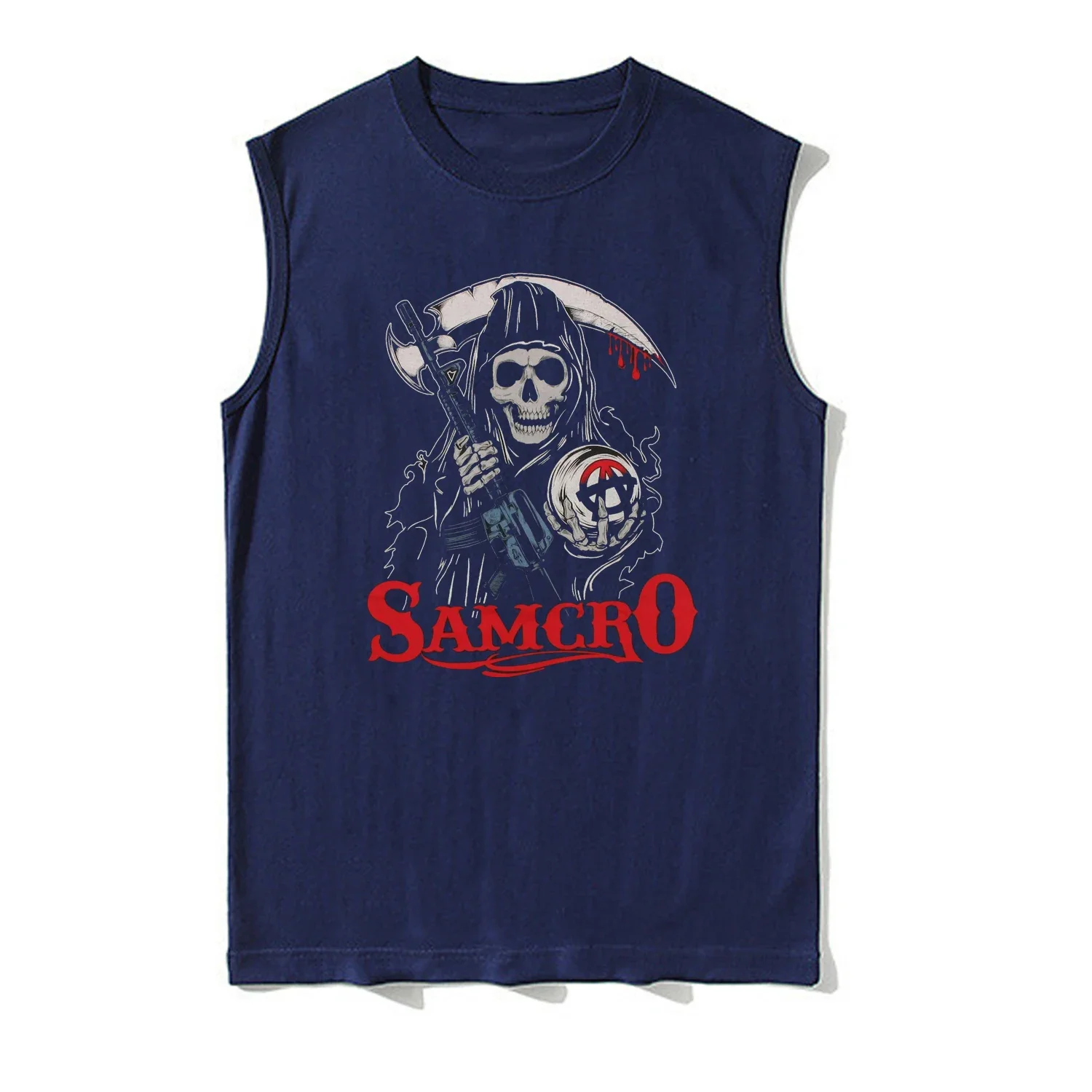 Vintage Samcro SOA Stylized Grim Reaper Tank Top 100% Cotton O-Neck Summer Casual Mens Vests Sleeveless T-shirt Rider Streetwear