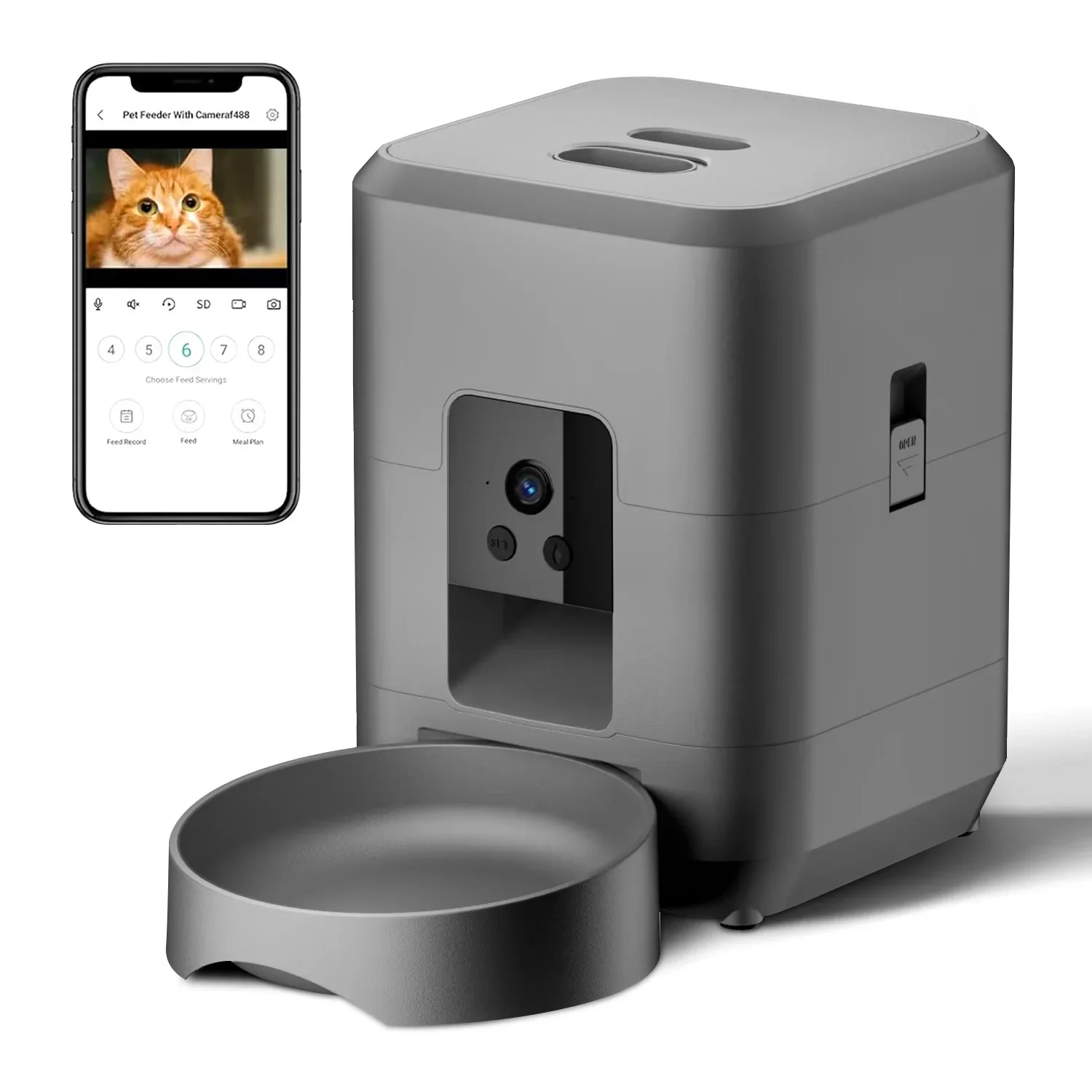 

2 Liter Automatic Pet Feeder With Photography Cat And Dog Food Dispenser Smart Timer No Night Vision Pet Feeding Supplies