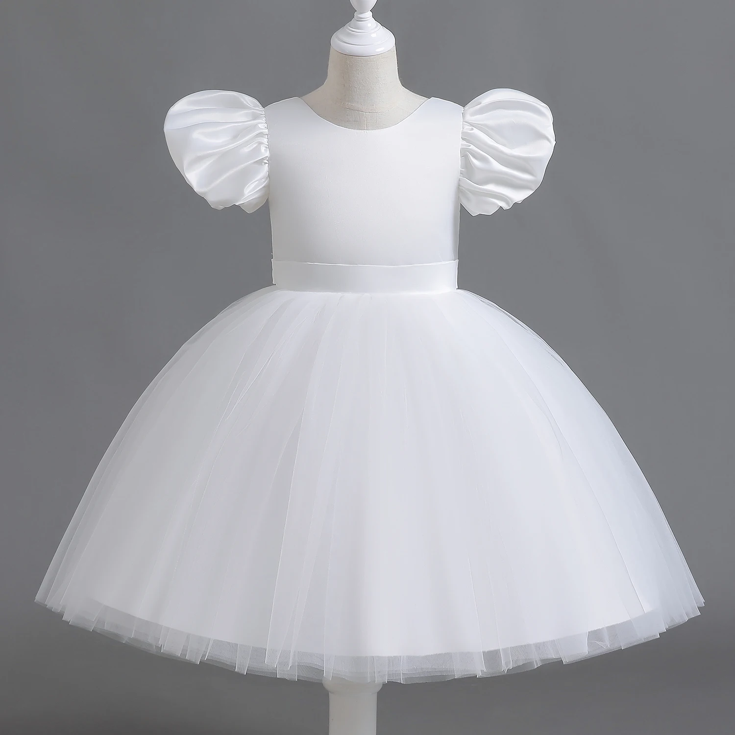 Party Princess Girls Dress Flower Girl Dresses for Wedding Ceremony Kids White 1st Communion Fluffy Clothes Birthday Prom Gown