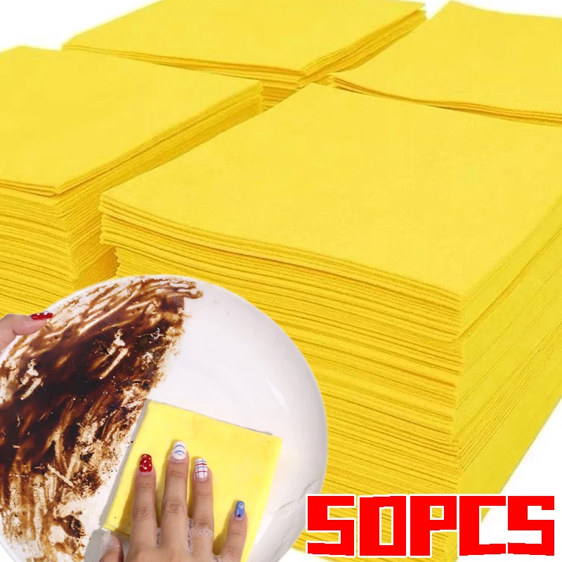 Paño de esponja de 50/10 Uds., trapos de aceite antiadherentes de fibra vegetal, paños de limpieza, estropajos de cocina para el hogar, herramientas para lavar platos