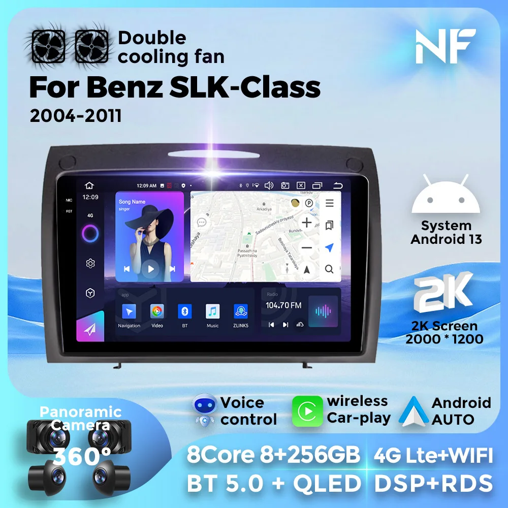 

For Mercedes-Benz SLK-Class SLK Class R171 2004-2011 Built in Dual Fan Android 13Car Radio Multimedia Video Player 4G WIFI 256GB