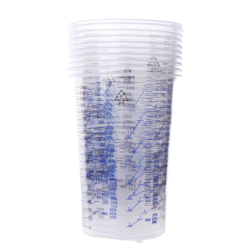 10PCS Thick 1000ml Disposable Paint Mixing Calibrated Cup Plastic Paint Mixing Cups For Accurate Mixing Of Paints And Liquid New