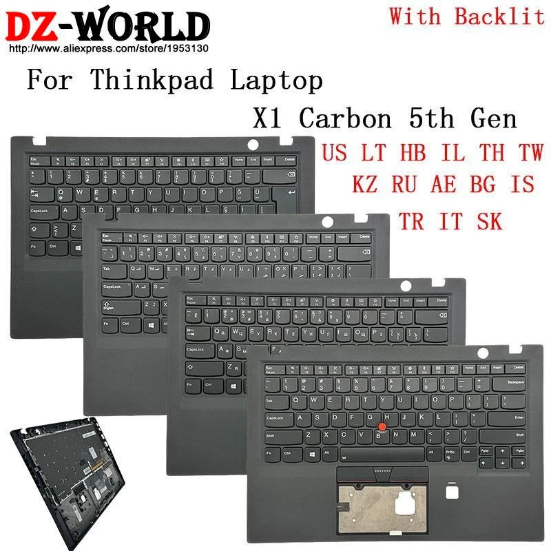 

for Lenovo Thinkpad X1 Carbon 5TH Gen 5 US LT HB TH TW KZ RU ARA BG IS TR IT SK Keyboard With Shell Palmrest Upper Case C Cover