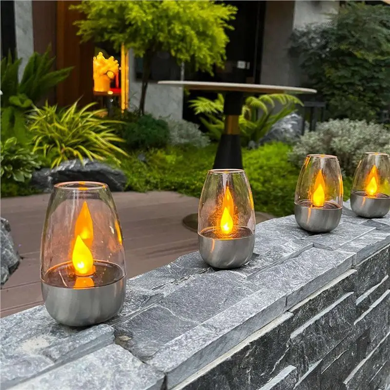ABJI-Solar Power Tea Lights Outdoor Candle Flameless Flicker Waterproof Solar Table Lamp LED Candles With Dusk To Dawn 12Pack