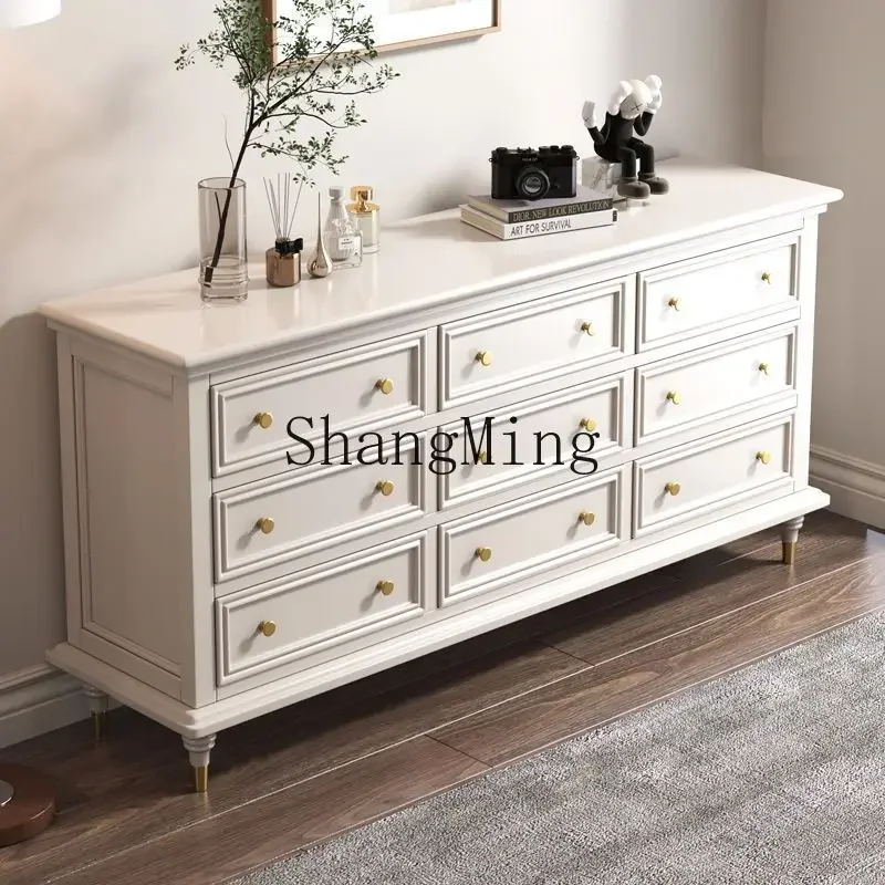 

CL wood bedside drawer cabinet bedroom storage cabinet modern living room storage locker bucket cabinet against the wall