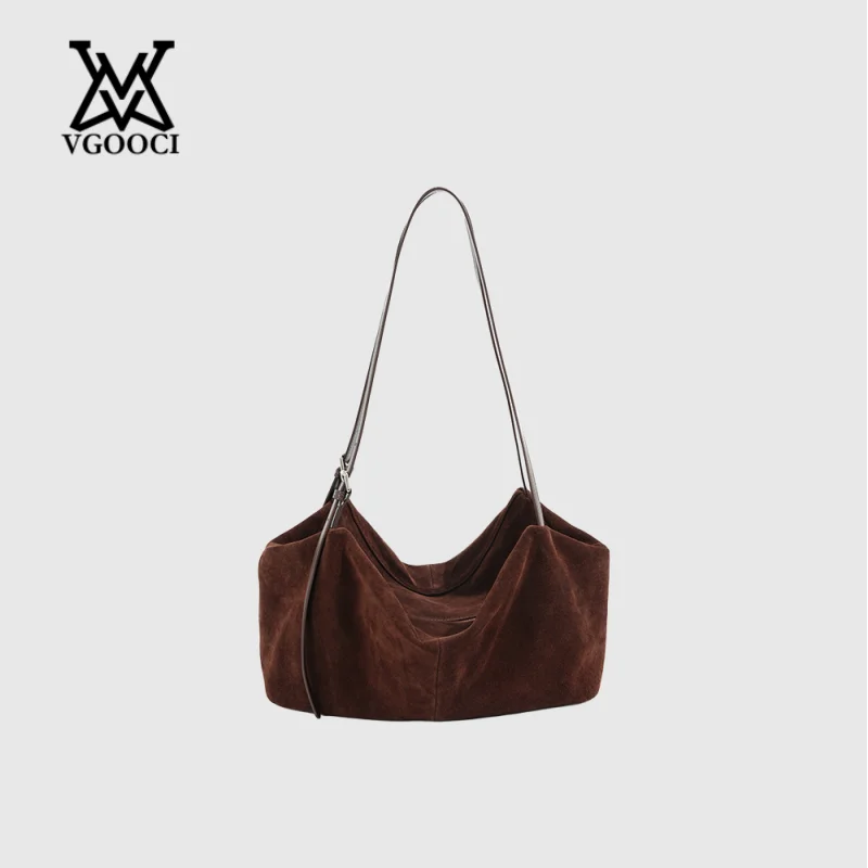 

Luxury Women's Genuine Suede Soft Cowhide Leather Solid Shoulder Crossbody Handbag for Daily Office Use Lazy Style Commuter