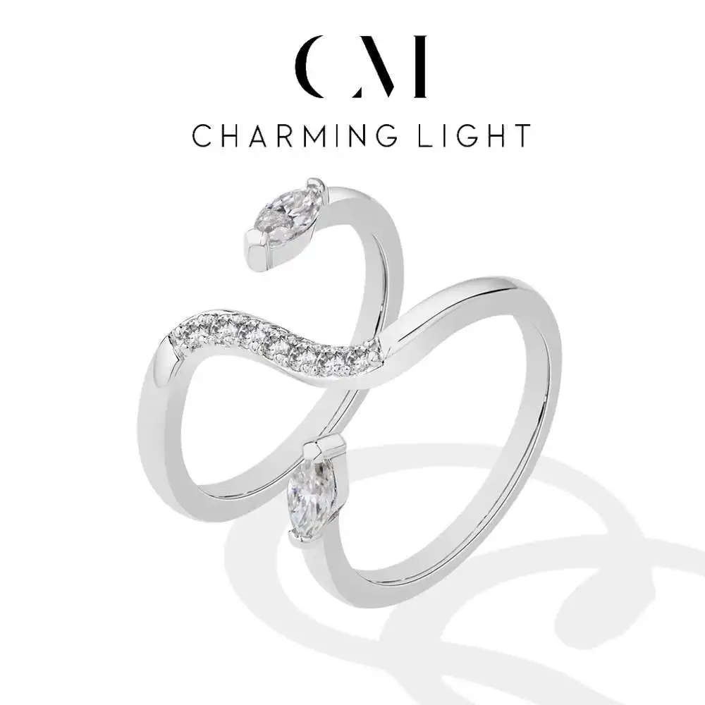 

CHARMING Romantic Moissanite Rings Double Snake Shape Lab Diamond 925 Sterling Silver For Unisex Fine Party Jewelry With Lucky