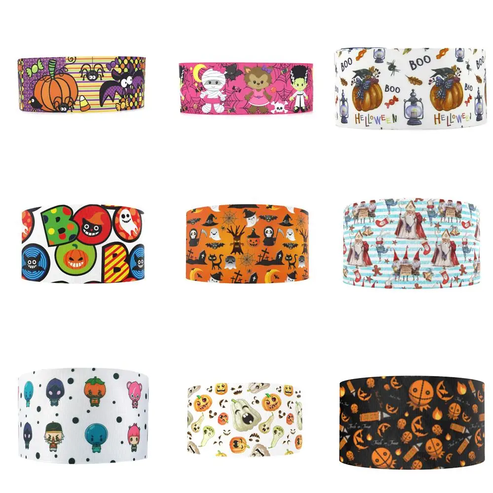 5 Yards Halloween Pumpkin Grosgrain Ribbon Gift Wrapping DIY Sewing Wrapping Art Sewing Bow-knot Crafts Home Packing,5Yc18518