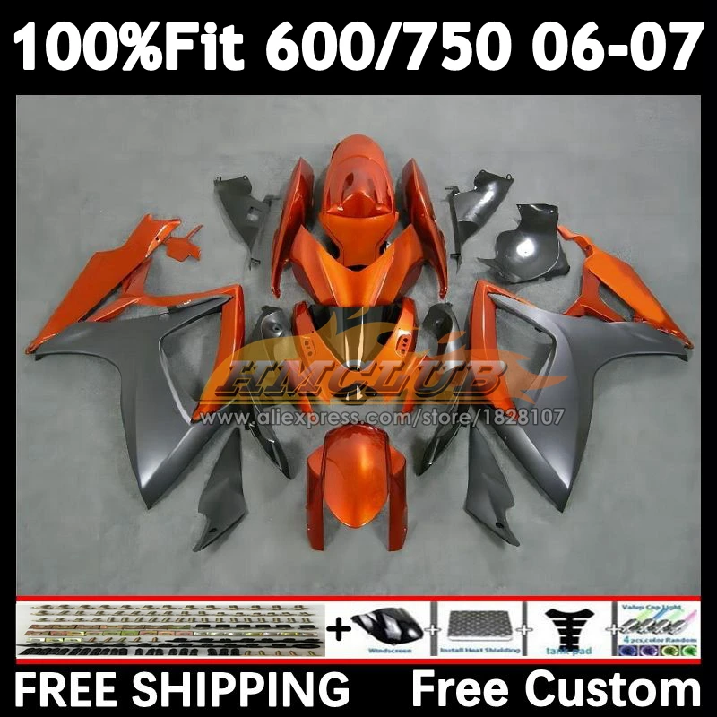 Injection Kit For SUZUKI orange grey GSXR600 GSXR 600 750 CC 2006 2007 14No.17 GSXR-750 600CC GSXR750 GSXR-600 K6 06 07 Fairing