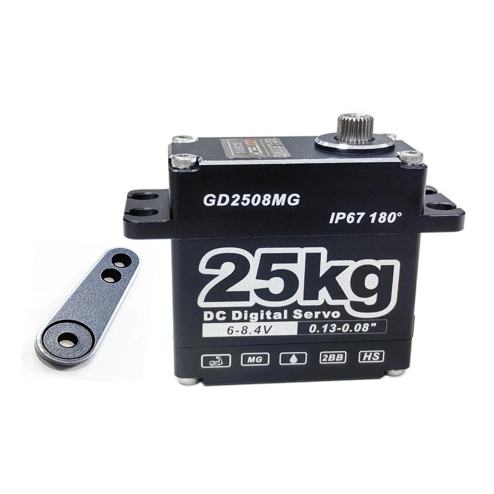 

GOTECK 25KG Full Aluminum Case Digital Servo, Large Torque 8.4V Full Metal Gear Digital servos IP67 Waterproof Steering Servo