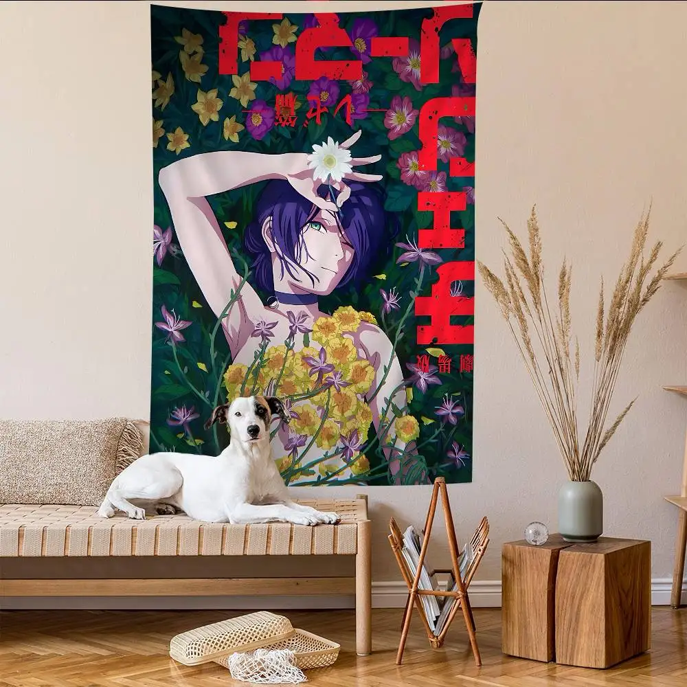 Action Anime Chainsaw Man Reze Arc Tapestry Art Printing Japanese Wall Tapestry Anime Wall Hanging Home Decor