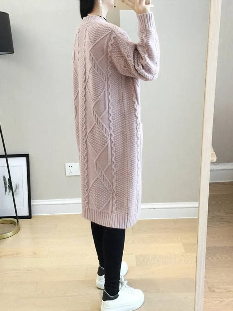 Korean Style Women Cardigan Sweaters 2024 New Autumn Students Casual Loose Long Knitted Coat Female Knitwear Outwear Pull Femme