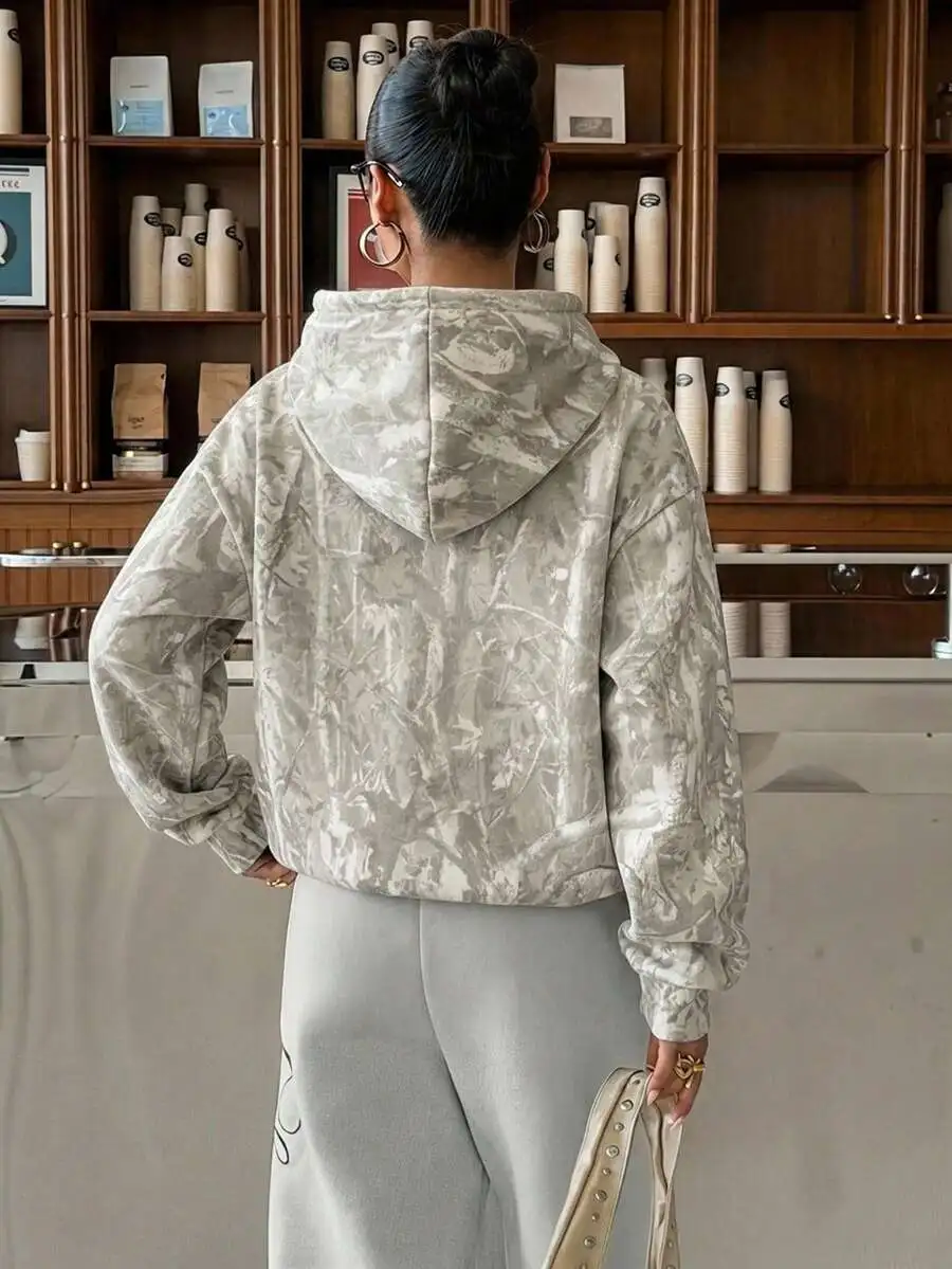 Women's Autumn Winter Leopard Print Long Sleeve Hooded Pullover Sweatshirt