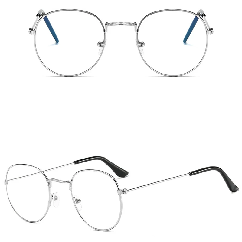 Gafas redondas y lisas para hombre y mujer, lentes con montura de Metal, simples, a la moda, para fiesta de boda