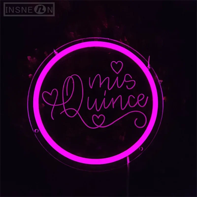 Mis Quince Vijftien Neon LED-teken, Indoor Art, Carving Design, Wall Hangende Decor voor Slaapkamer, Bruiloftsfeest, Meisjes Verjaardag