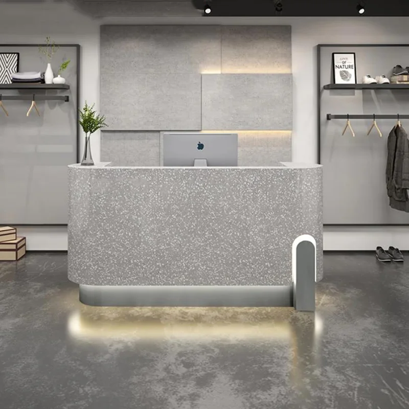 أفضل مكاتب الاستقبال بأضواء LED درج صغير تنفيذي فريد مكاتب الاستقبال الحديثة الجمال Mostrador De Tienda الأثاث العصري