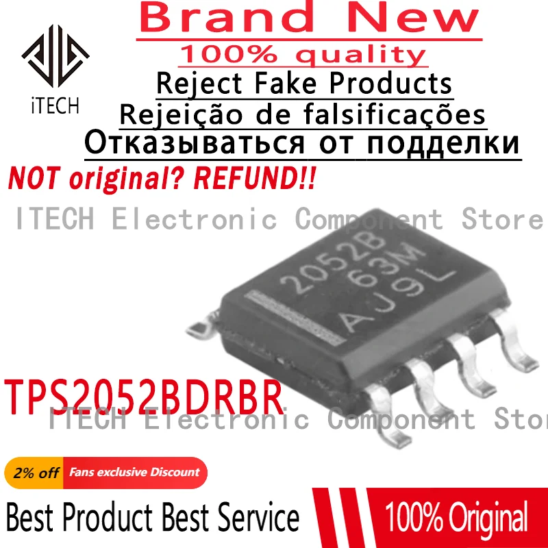 10pcs/lot Original 2052B TPS2052BDRBR TPS2052B TPS2052BD TPS2052 2052 100% New and Genuine