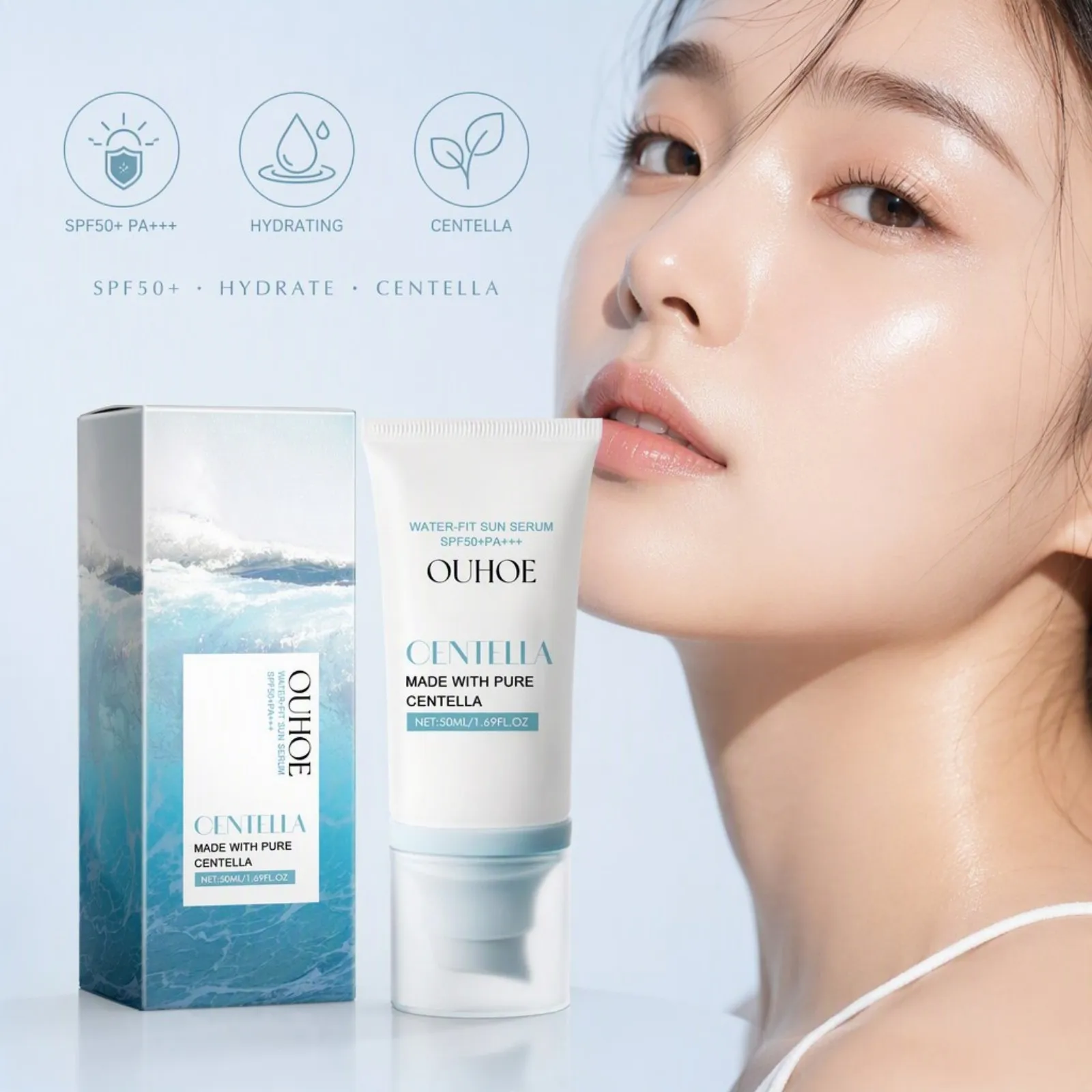 Centella SPF50 Sunscreen Long Lasting UV Protection Water Resistant Hydrating Lightweight Non Greasy Face Body Daily Skin Care