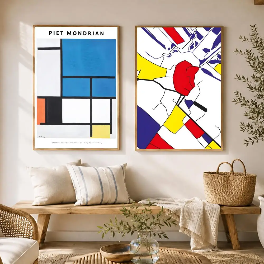 Dutch Artist Piet Mondrian Poster HD poster wall art self-stick no-residue for home cafe office great gift