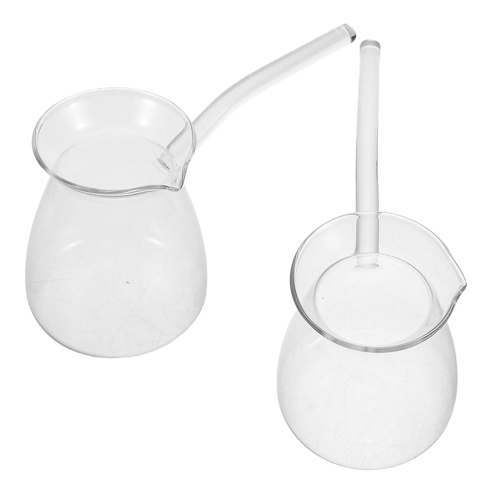 2Pcs Turkish Coffee Pot 450Ml High Borosilicate Glass Clear Coffee Server Side Handle Tea Kettle Milk Steamer Retro Design - view 3